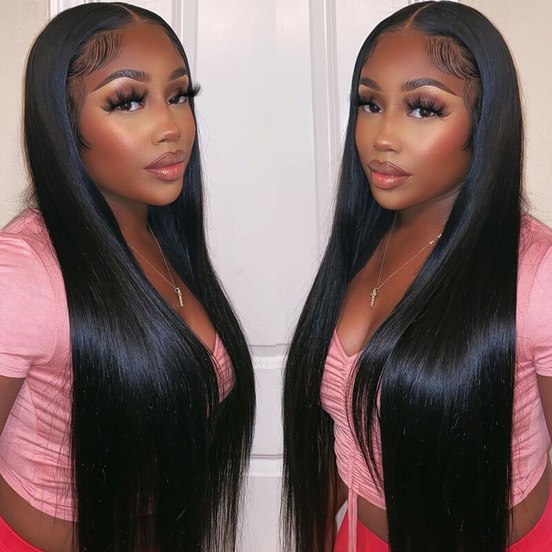 Long Straight 13x4 HD Lace Front Wig Pre Plucked Natural Hairline 100% Virgin Human Hair Wigs