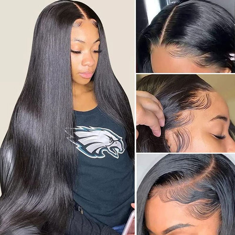 Long Straight 13x4 HD Lace Front Wig Pre Plucked Natural Hairline 100% Virgin Human Hair Wigs