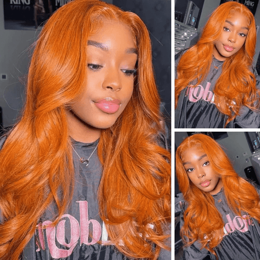 80% Off| Ginger Spice Orange Color 3D Body Wave 13x4 Pre Everything Lace Front Wigs Human Hair Wigs Flash Sale