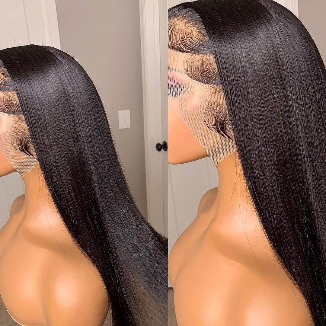 Long Straight 13x4 HD Lace Front Wig Pre Plucked Natural Hairline 100% Virgin Human Hair Wigs