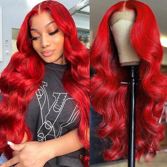 Red Lace Front Wigs Body Wave Wig 13x4 HD Lace Frontal Wigs Transparent Lace Wigs